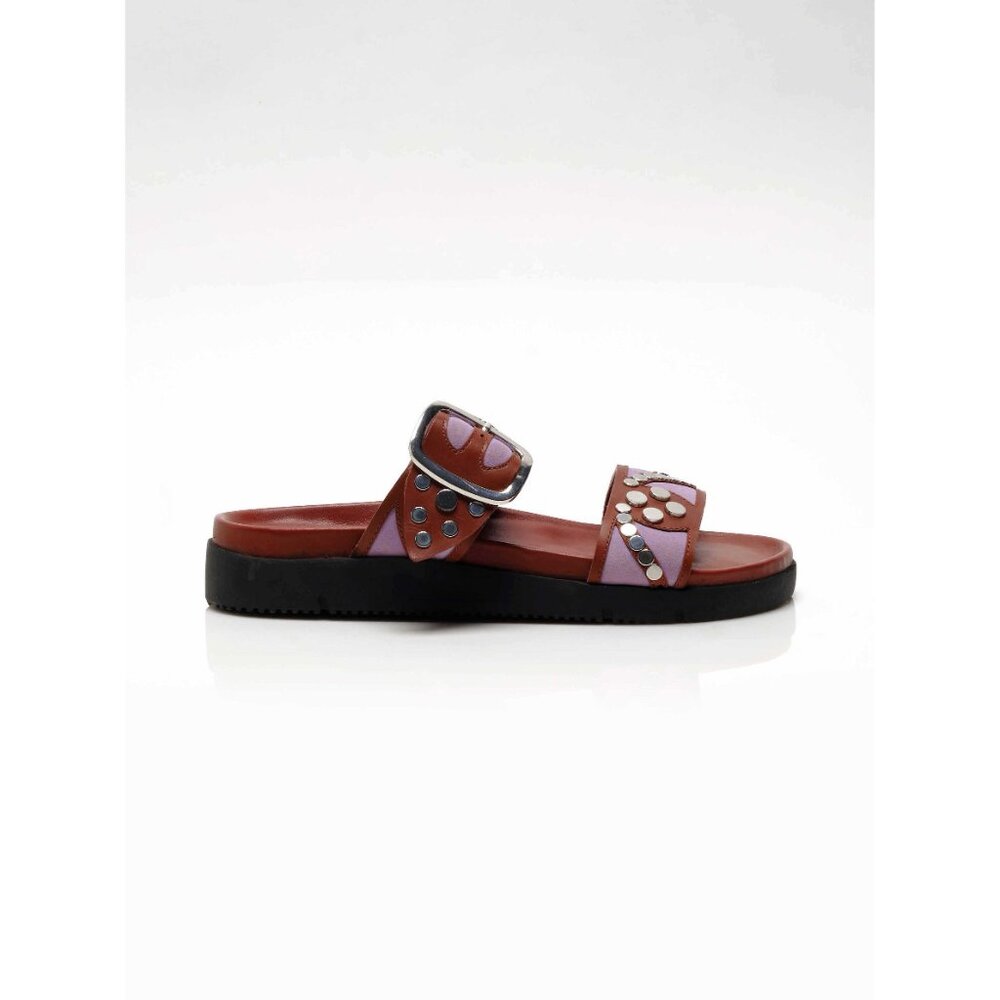FREE PEOPLE Revelry Studded Sandals / Brick + Lavender - Picture 9 of 12